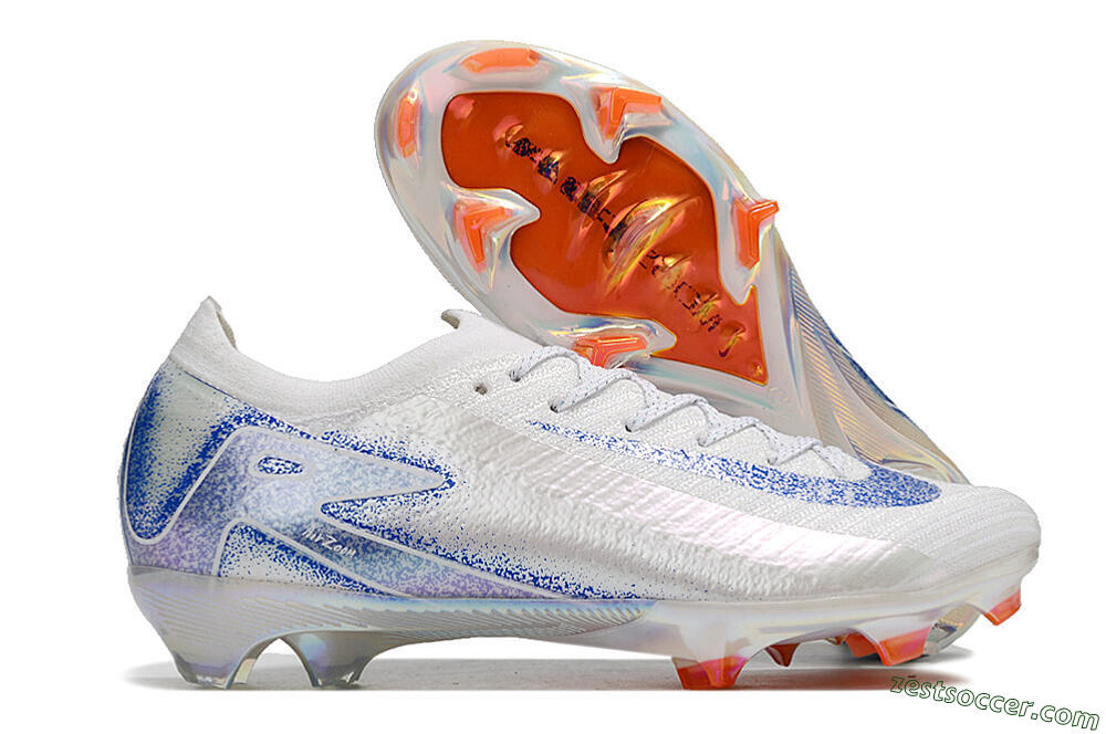 Nike Air Zoom Mercurial Vapor 16 Elite FG Low-Tops Soccer Cleats - White/Silver/Blue/Orange 0
