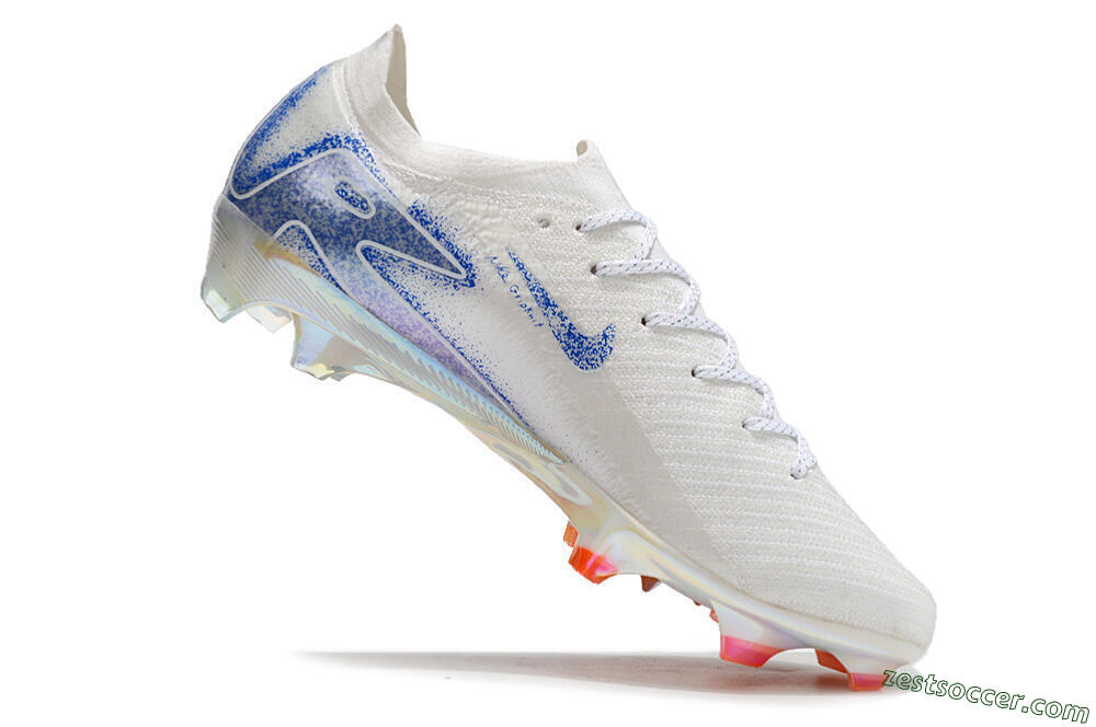Nike Air Zoom Mercurial Vapor 16 Elite FG Low-Tops Soccer Cleats - White/Silver/Blue/Orange 4