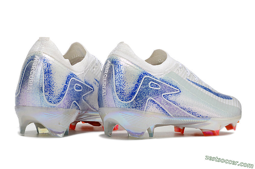 Nike Air Zoom Mercurial Vapor 16 Elite FG Low-Tops Soccer Cleats - White/Silver/Blue/Orange 6