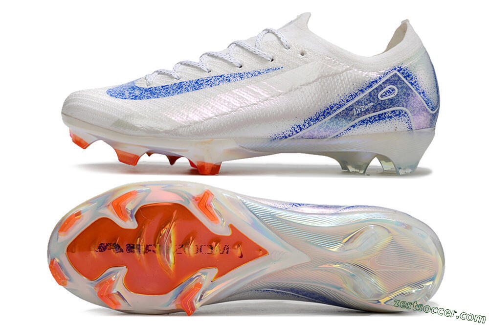 Nike Air Zoom Mercurial Vapor 16 Elite FG Low-Tops Soccer Cleats - White/Silver/Blue/Orange 1