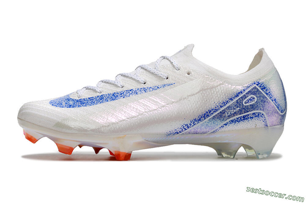 Nike Air Zoom Mercurial Vapor 16 Elite FG Low-Tops Soccer Cleats - White/Silver/Blue/Orange 2