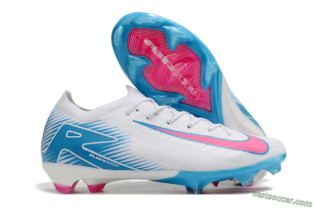 Nike Air Zoom Mercurial Vapor 16 Elite FG Low-Tops Soccer Cleats - White/Pink/Blue 0