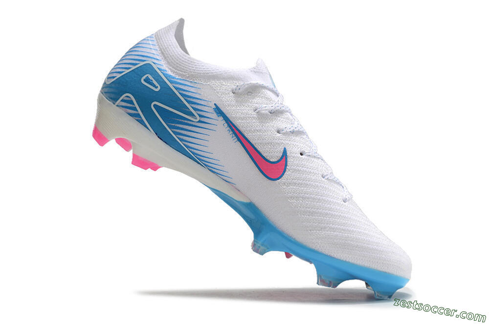 Nike Air Zoom Mercurial Vapor 16 Elite FG Low-Tops Soccer Cleats - White/Pink/Blue 4