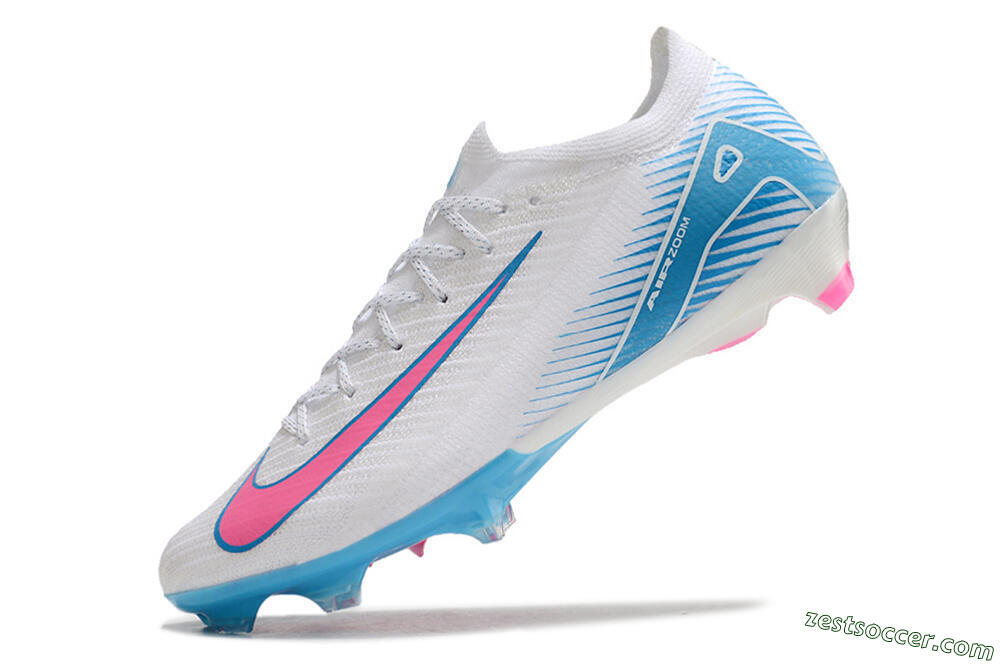 Nike Air Zoom Mercurial Vapor 16 Elite FG Low-Tops Soccer Cleats - White/Pink/Blue 5