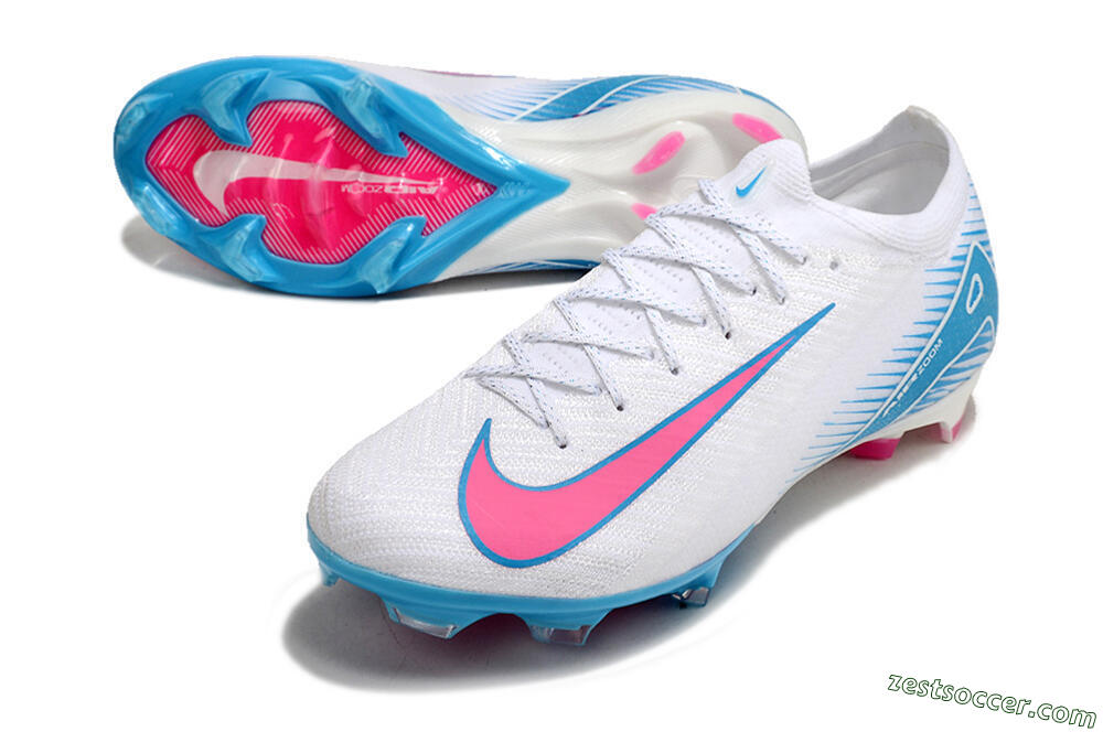 Nike Air Zoom Mercurial Vapor 16 Elite FG Low-Tops Soccer Cleats - White/Pink/Blue 3