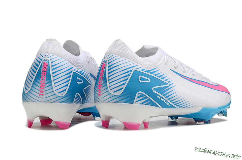 Nike Air Zoom Mercurial Vapor 16 Elite FG Low-Tops Soccer Cleats - White/Pink/Blue 6