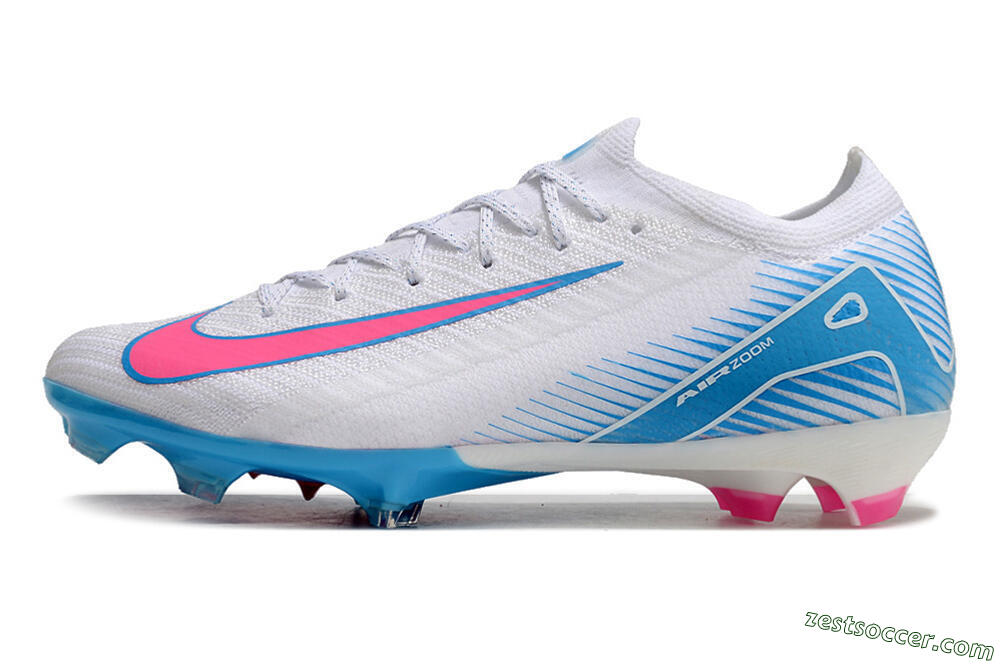 Nike Air Zoom Mercurial Vapor 16 Elite FG Low-Tops Soccer Cleats - White/Pink/Blue 2