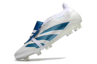 Adidas Predator Elite Foldover Tongue FG Low-Tops Soccer Cleats - White/Blue