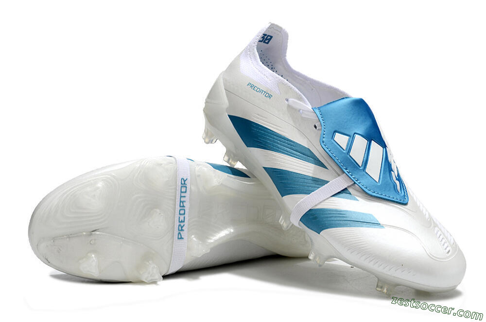 Adidas Predator Elite Foldover Tongue FG Low-Tops Soccer Cleats - White/Blue 3