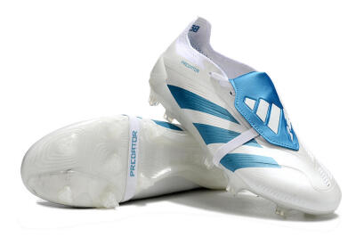 Adidas Predator Elite Foldover Tongue FG Low-Tops Soccer Cleats - White/Blue