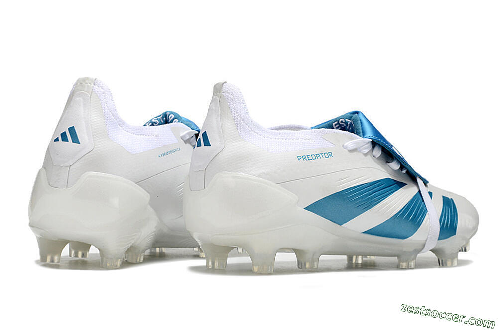 Adidas Predator Elite Foldover Tongue FG Low-Tops Soccer Cleats - White/Blue 6