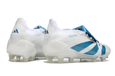Adidas Predator Elite Foldover Tongue FG Low-Tops Soccer Cleats - White/Blue