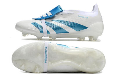 Adidas Predator Elite Foldover Tongue FG Low-Tops Soccer Cleats - White/Blue