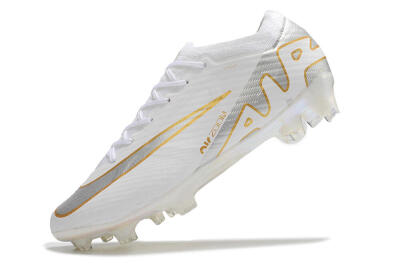Nike Air Zoom Mercurial Vapor 15 Elite FG Low-Tops Soccer Cleats - White/Silver/Gold