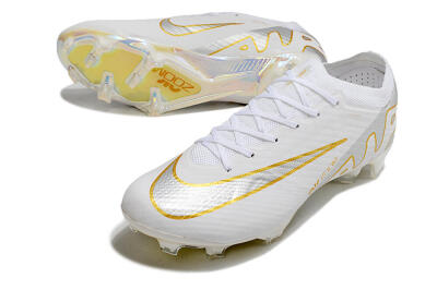 Nike Air Zoom Mercurial Vapor 15 Elite FG Low-Tops Soccer Cleats - White/Silver/Gold