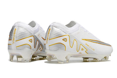 Nike Air Zoom Mercurial Vapor 15 Elite FG Low-Tops Soccer Cleats - White/Silver/Gold