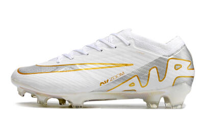 Nike Air Zoom Mercurial Vapor 15 Elite FG Low-Tops Soccer Cleats - White/Silver/Gold
