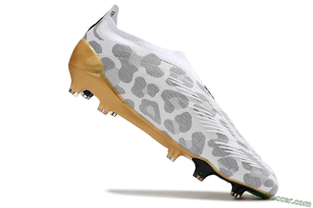 Adidas Predator Accuracy+ Laceless FG Low-Tops Soccer Cleats - White/Grey/Gold 4