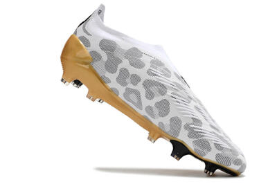 Adidas Predator Accuracy+ Laceless FG Low-Tops Soccer Cleats - White/Grey/Gold