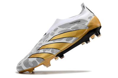 Adidas Predator Accuracy+ Laceless FG Low-Tops Soccer Cleats - White/Grey/Gold