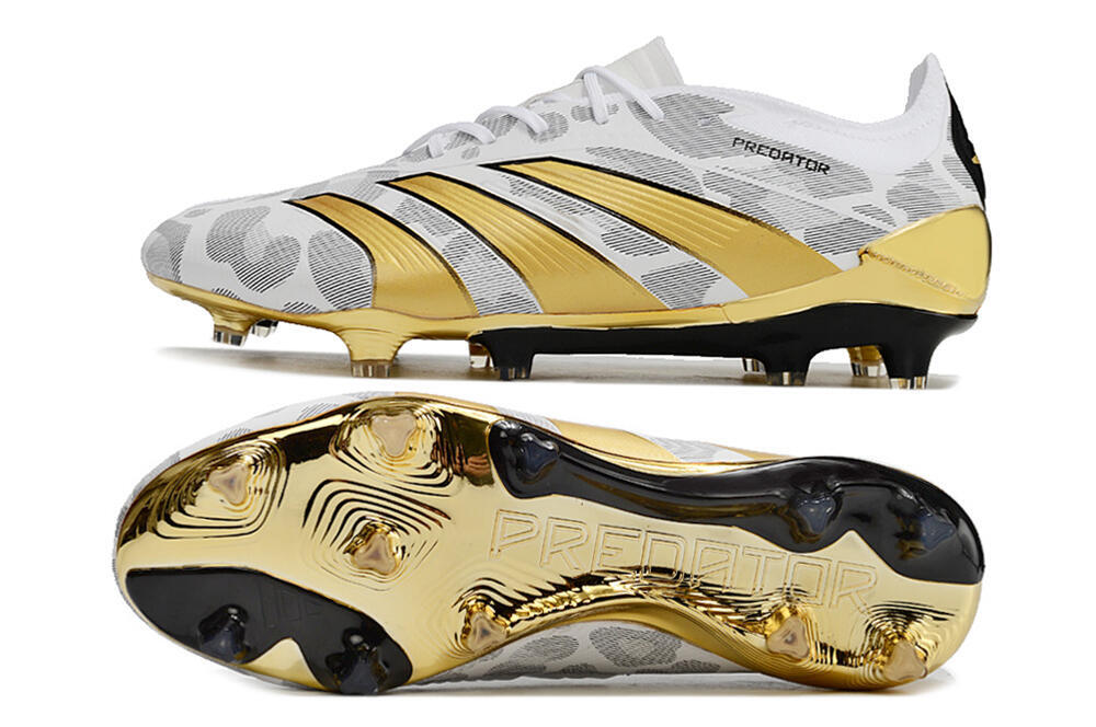 Adidas Predator Elite FG Low-Tops Soccer Cleats - White/Grey/Gold 1