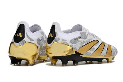 Adidas Predator Elite FG Low-Tops Soccer Cleats - White/Grey/Gold