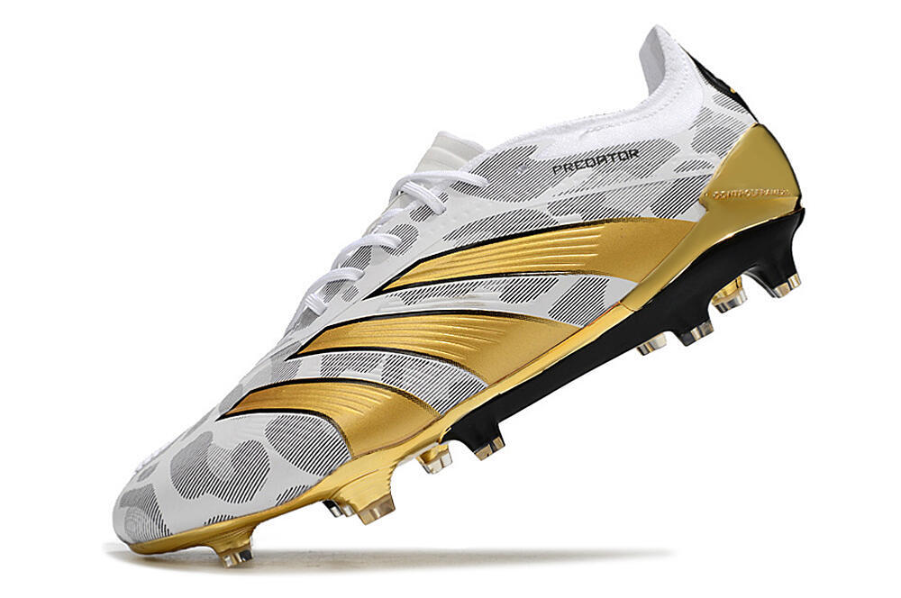 Adidas Predator Elite FG Low-Tops Soccer Cleats - White/Grey/Gold 5