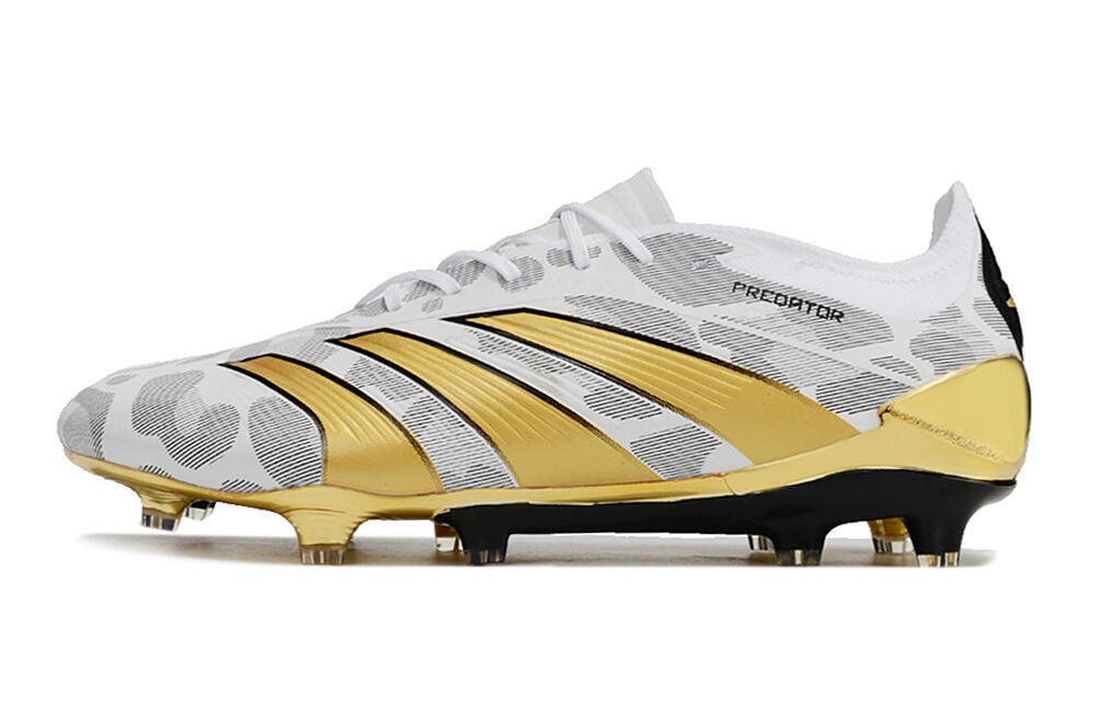 Adidas Predator Elite FG Low-Tops Soccer Cleats - White/Grey/Gold 2