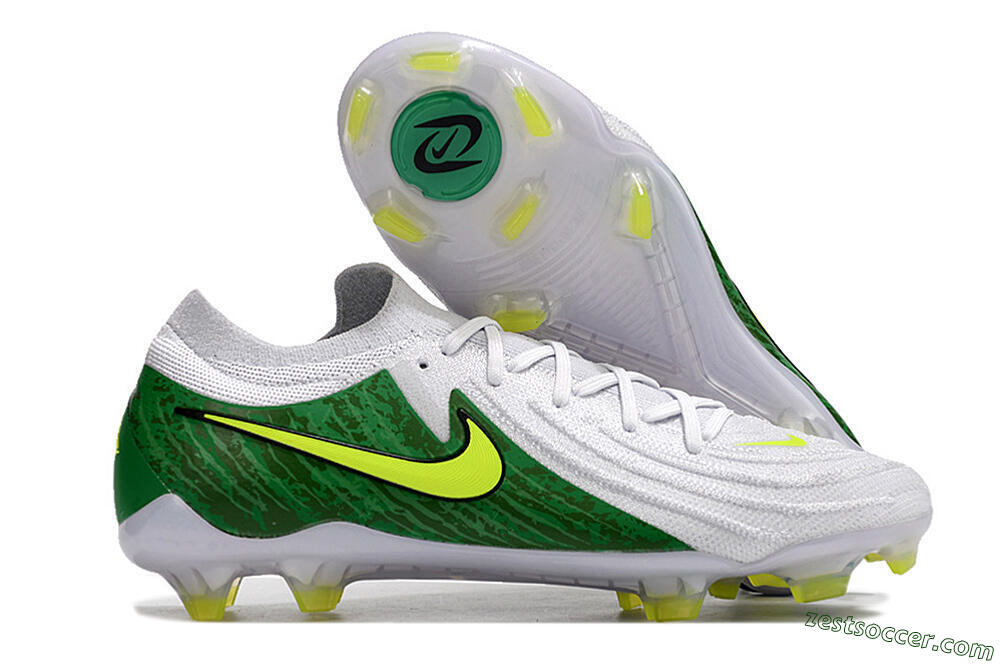 Nike Phantom Luna Elite NU FG Low-Tops Soccer Cleats - White/Green/Yellow 0