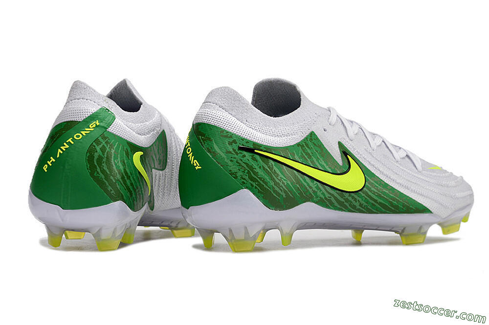 Nike Phantom Luna Elite NU FG Low-Tops Soccer Cleats - White/Green/Yellow 6