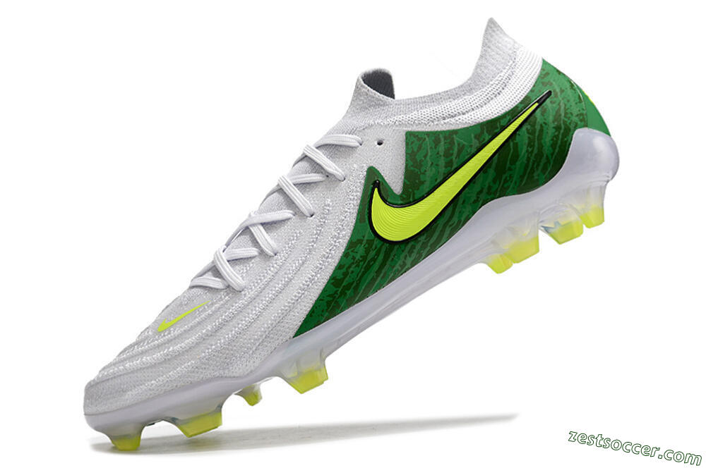 Nike Phantom Luna Elite NU FG Low-Tops Soccer Cleats - White/Green/Yellow 5