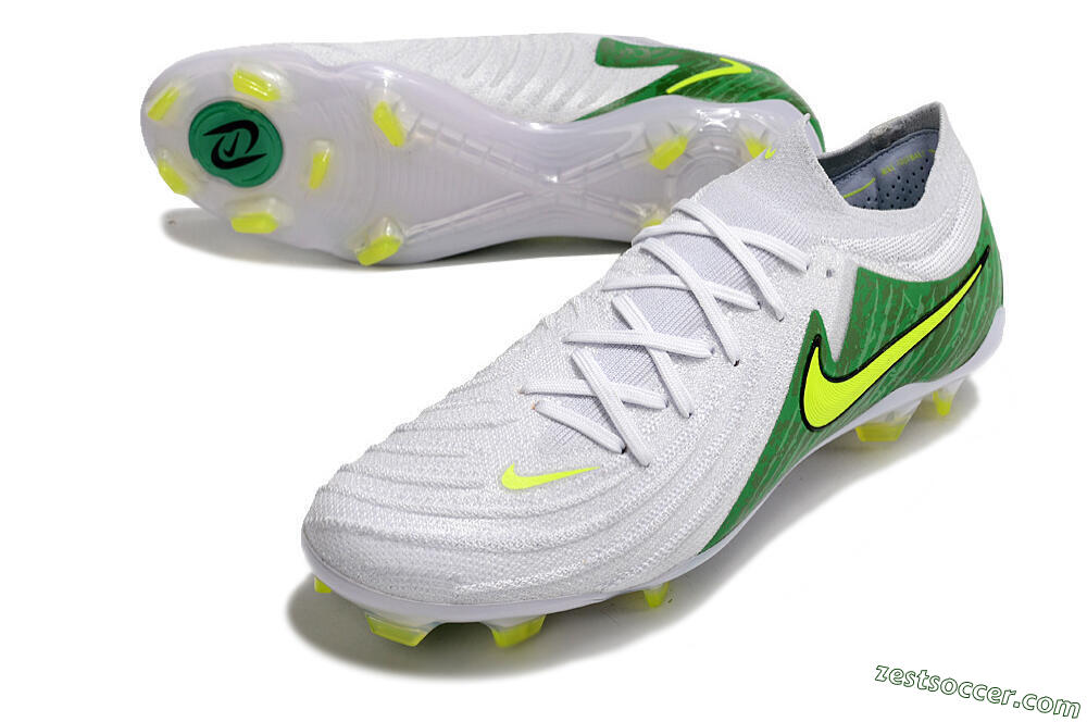Nike Phantom Luna Elite NU FG Low-Tops Soccer Cleats - White/Green/Yellow 3