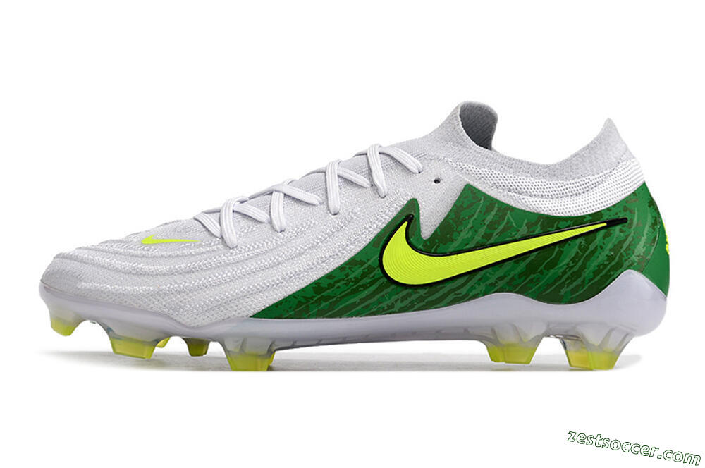 Nike Phantom Luna Elite NU FG Low-Tops Soccer Cleats - White/Green/Yellow 2