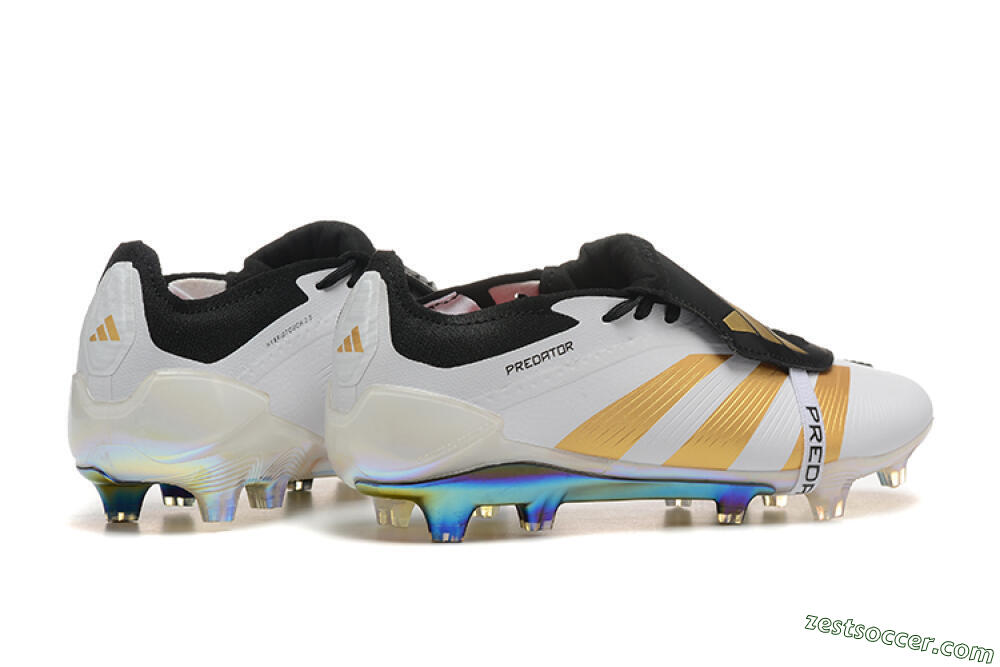 Adidas Predator Elite Foldover Tongue FG Low-Tops Soccer Cleats - White/Black/Gold 9