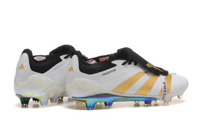 Adidas Predator Elite Foldover Tongue FG Low-Tops Soccer Cleats - White/Black/Gold
