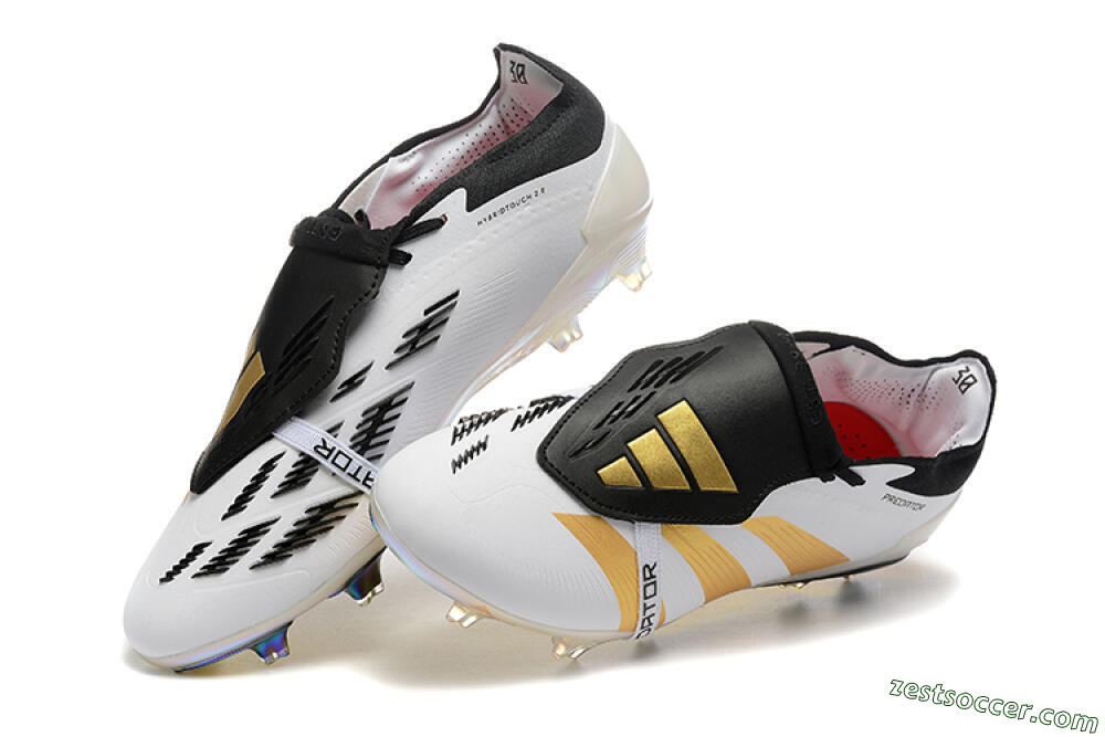 Adidas Predator Elite Foldover Tongue FG Low-Tops Soccer Cleats - White/Black/Gold 6