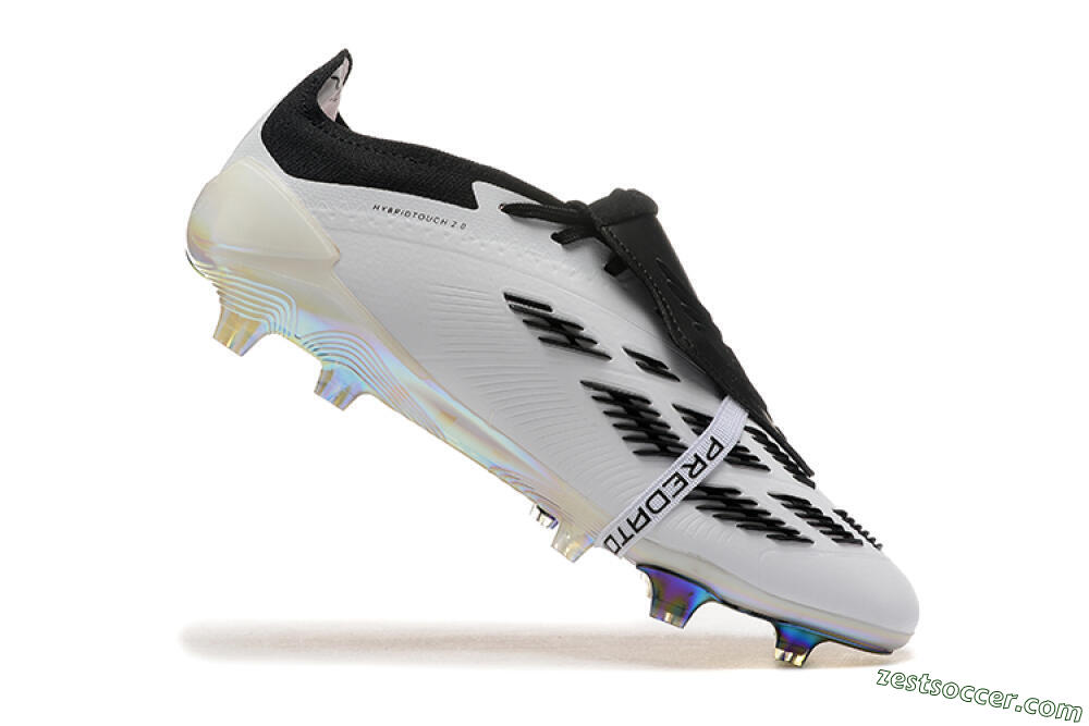 Adidas Predator Elite Foldover Tongue FG Low-Tops Soccer Cleats - White/Black/Gold 7