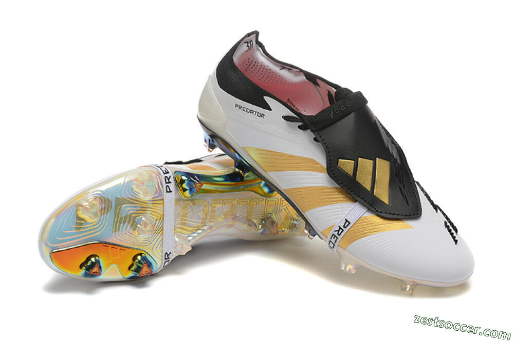 Adidas Predator Elite Foldover Tongue FG Low-Tops Soccer Cleats - White/Black/Gold 4