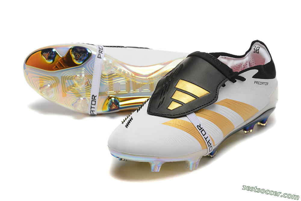 Adidas Predator Elite Foldover Tongue FG Low-Tops Soccer Cleats - White/Black/Gold 3
