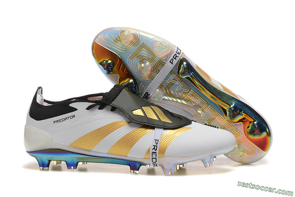 Adidas Predator Elite Foldover Tongue FG Low-Tops Soccer Cleats - White/Black/Gold 0