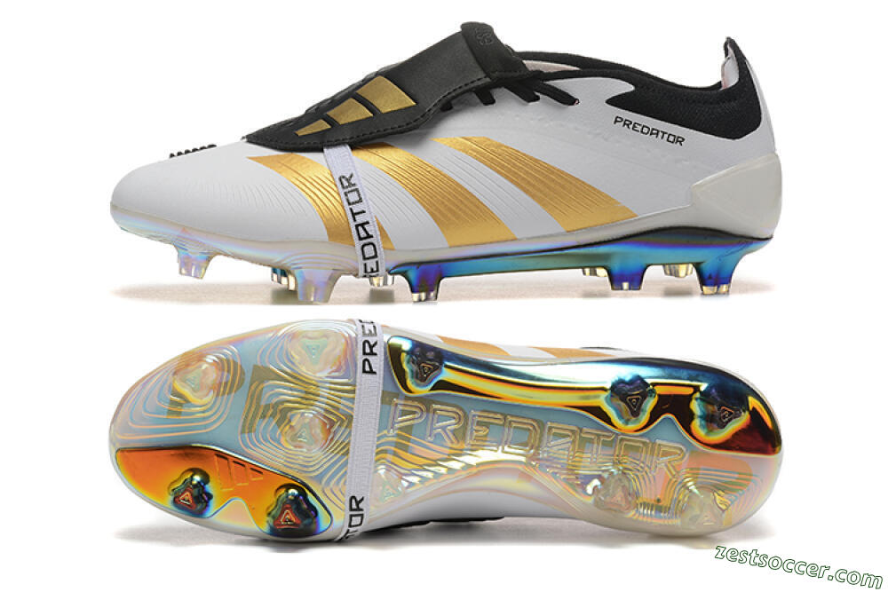 Adidas Predator Elite Foldover Tongue FG Low-Tops Soccer Cleats - White/Black/Gold 1