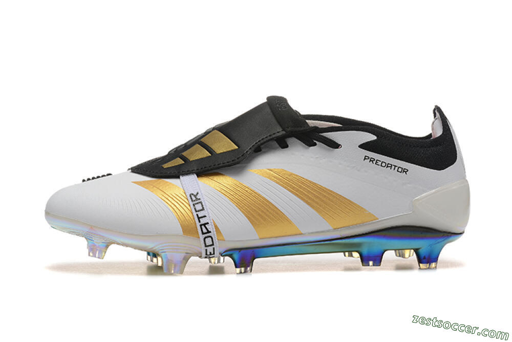 Adidas Predator Elite Foldover Tongue FG Low-Tops Soccer Cleats - White/Black/Gold 2
