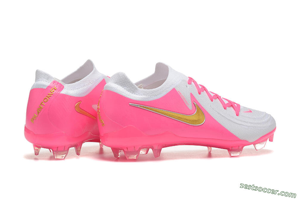 Nike Phantom Luna Elite NU FG Low-Tops Soccer Cleats - White/Pink/Gold 6