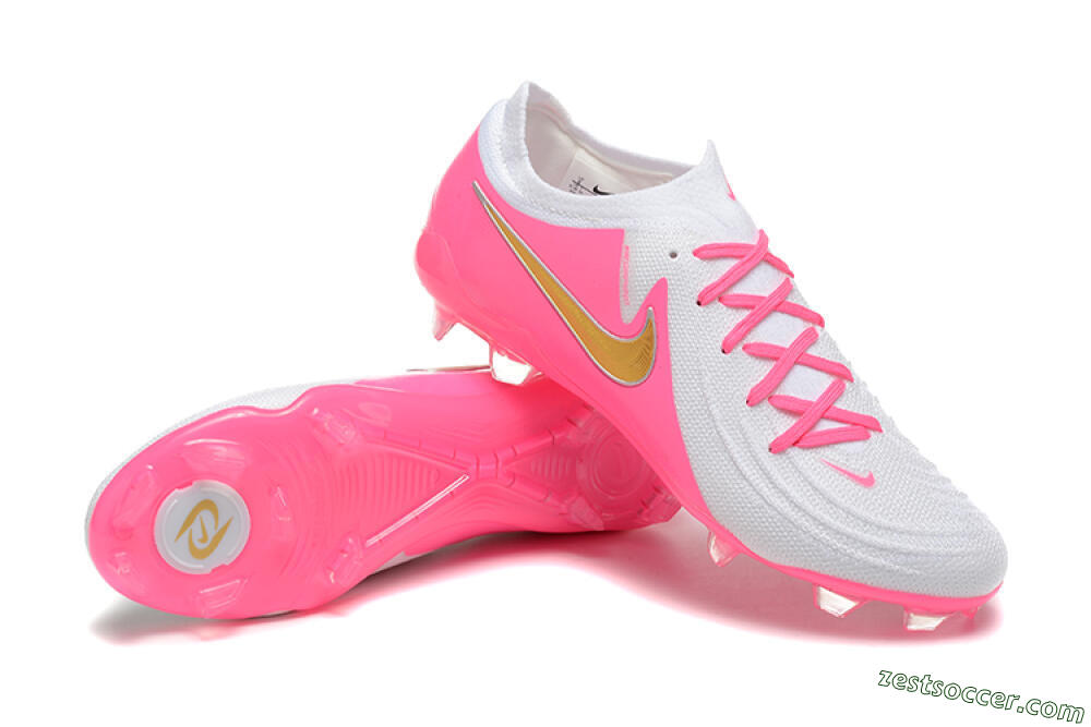 Nike Phantom Luna Elite NU FG Low-Tops Soccer Cleats - White/Pink/Gold 4