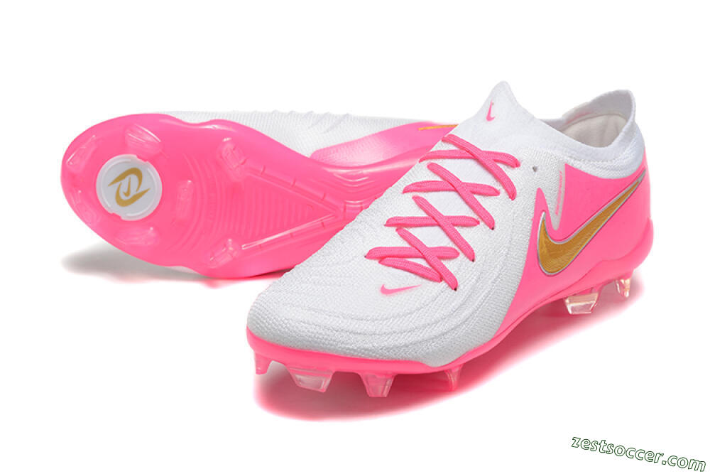 Nike Phantom Luna Elite NU FG Low-Tops Soccer Cleats - White/Pink/Gold 3