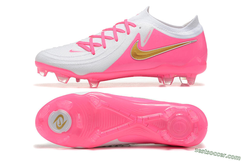 Nike Phantom Luna Elite NU FG Low-Tops Soccer Cleats - White/Pink/Gold 1