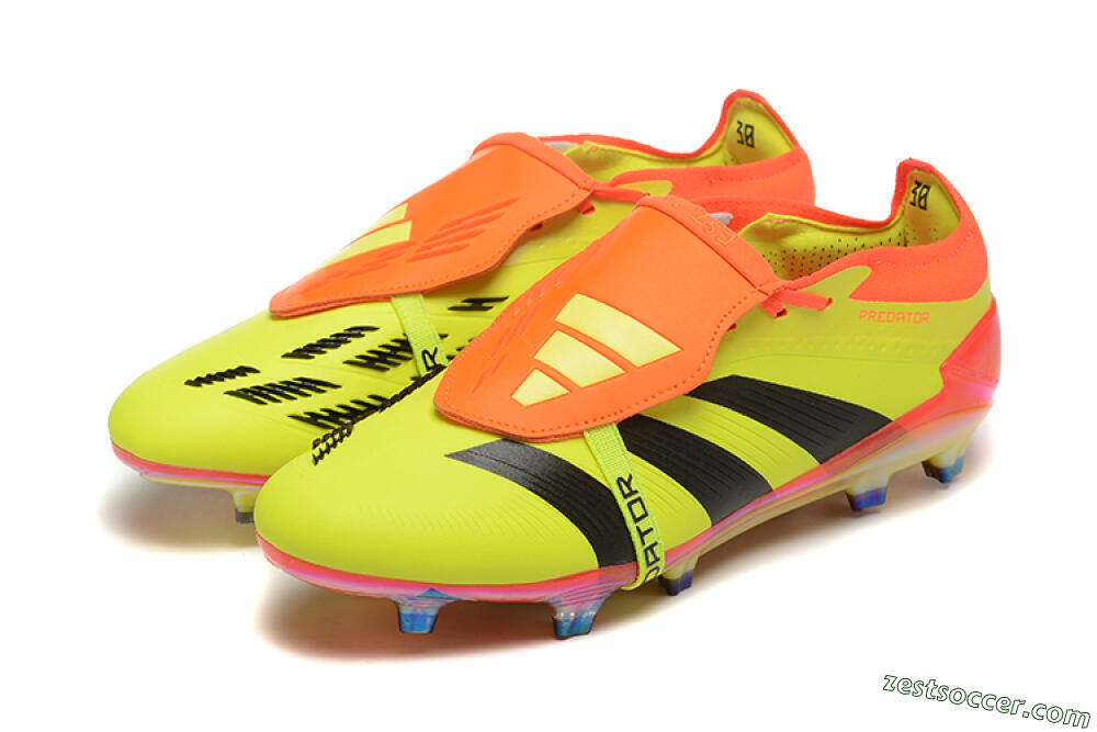 Adidas Predator Elite Foldover Tongue FG Low-Tops Soccer Cleats - Yellow/Black/Orange 9