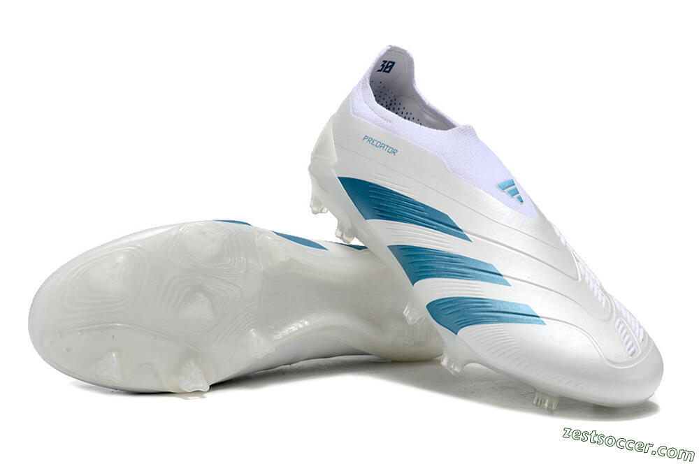 Adidas Predator Accuracy+ Laceless FG Low-Tops Soccer Cleats - White/Blue 3