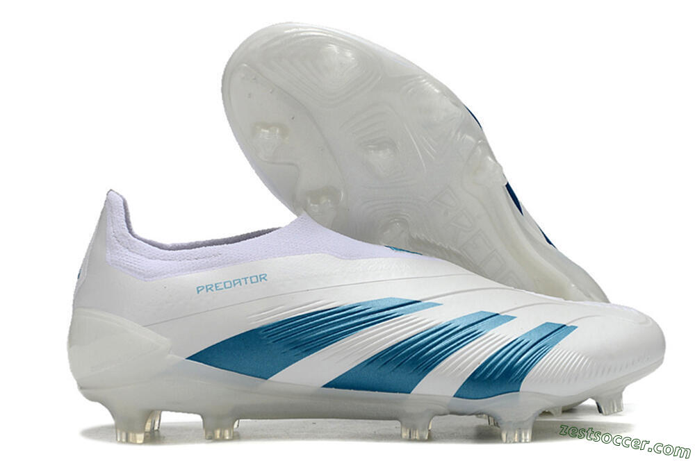 Adidas Predator Accuracy+ Laceless FG Low-Tops Soccer Cleats - White/Blue 0