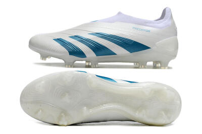 Adidas Predator Accuracy+ Laceless FG Low-Tops Soccer Cleats - White/Blue